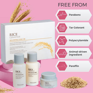 The Face Shop Rice&Ceramide Moisturizing Skincare And Cream Set, 75 Ml (Pack Of 3), Pink